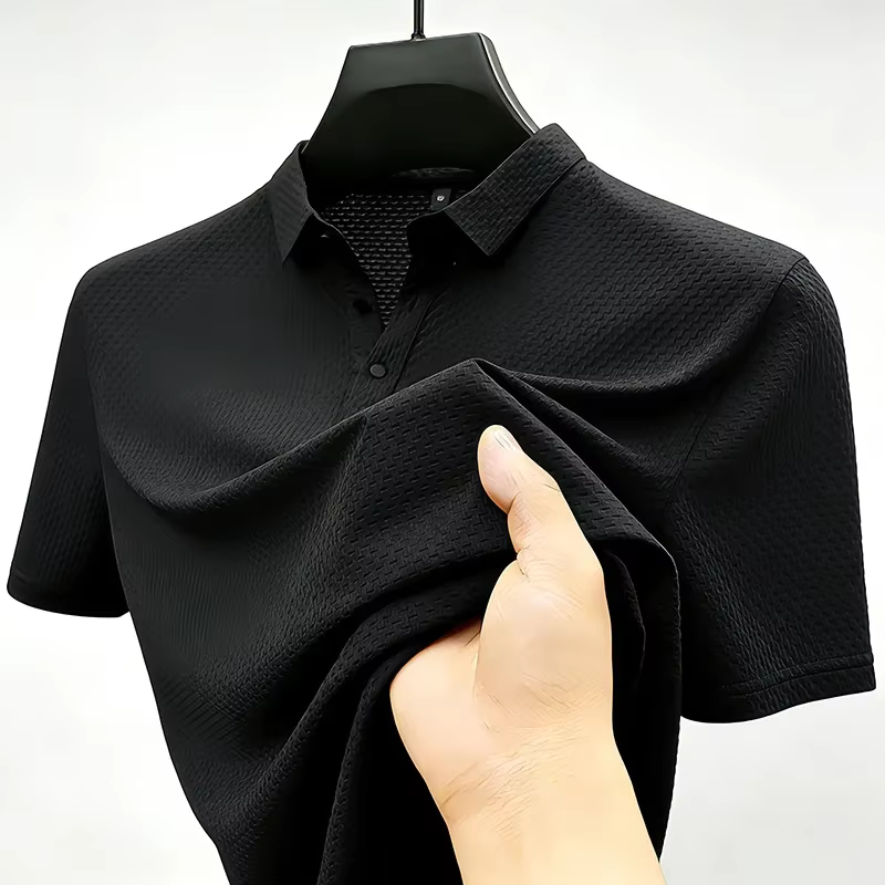 Polo sportif à manches courtes pour homme avec texture gaufrée