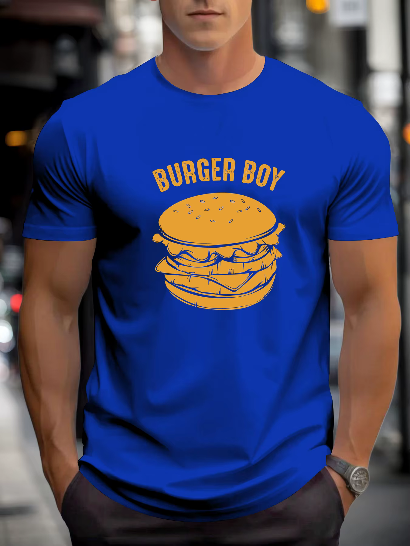 T-Shirt à manches courtes pour hommes 100% coton doux respirant BURGER BOY