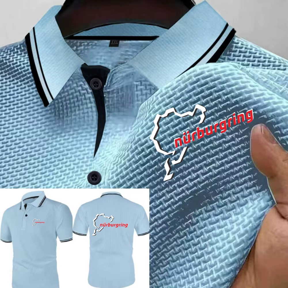 Polos Nürburgring course piste glace soie maille t-shirts doux hommes Fitness entraînement t-shirt