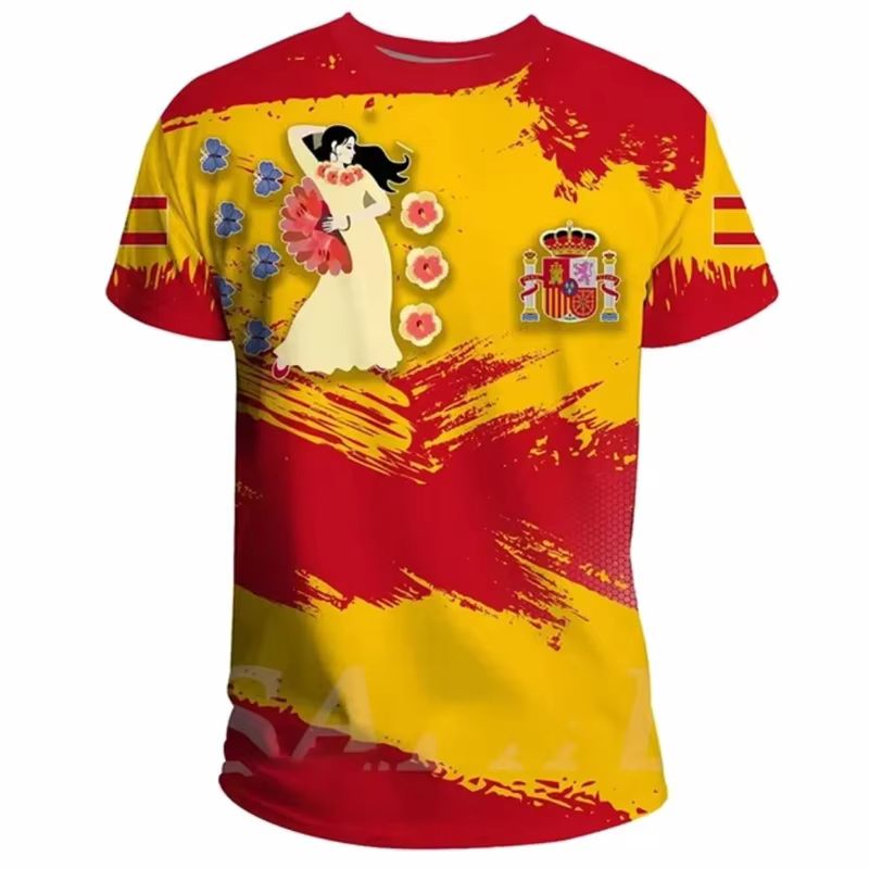 T-shirt rouge et jaune pour hommes