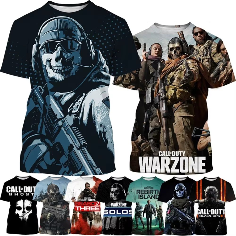 T-shirt de joueur imprimé en 3D | Haut personnalisé à la mode inspiré des jeux de tir chauds