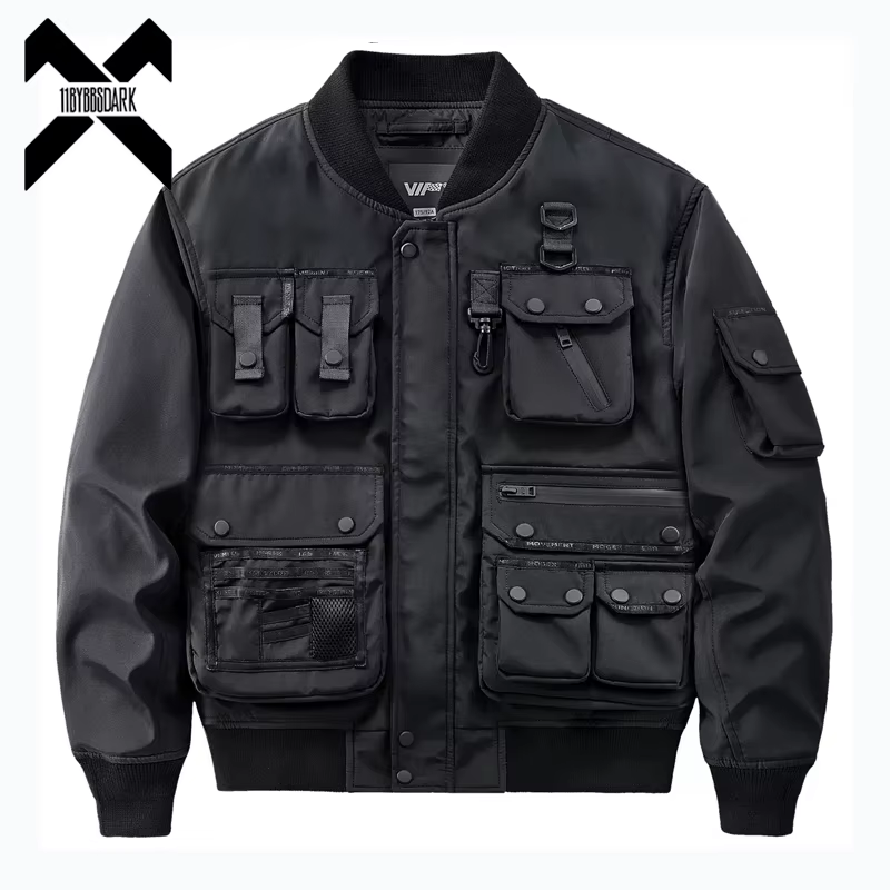 BlackDulBomber-Veste Multipoches Fonctionnelle pour Homme