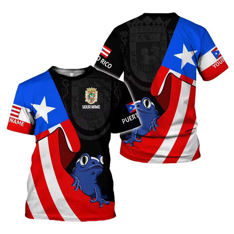 T-shirt graphique drapeau Porto Rico pour hommes