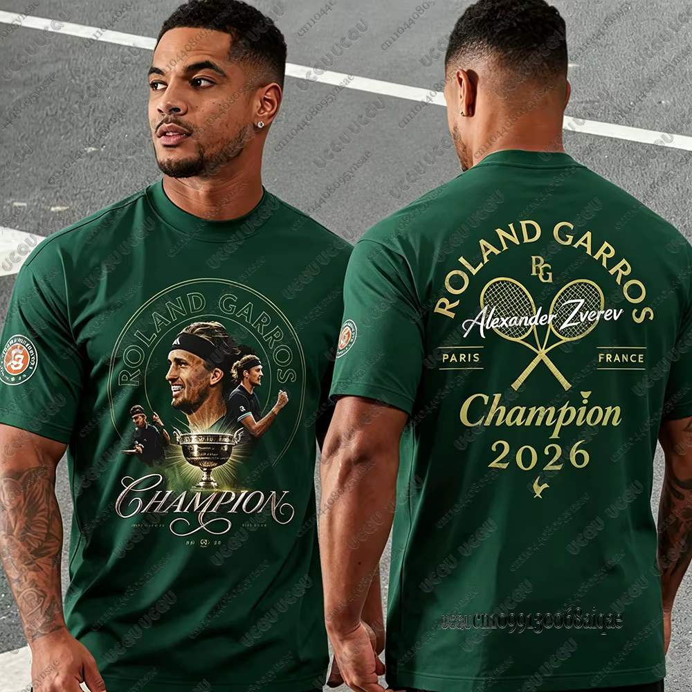 Nouveaux Maillots de Tennis Français 2026 pour Hommes - T-shirt Décontracté Sportif à Manches Courtes Alexander Zverev Champions - Haut pour Homme