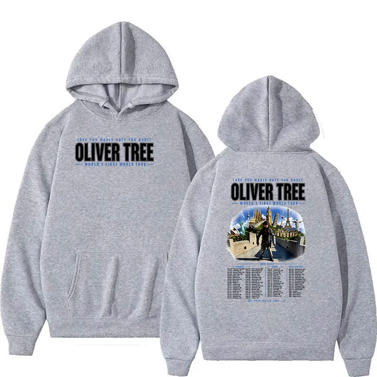 Oliver Tree Love You Madly Hate You Badly World’s First World Tour 2026 Hoodie Sweat-shirt surdimensionné à manches longues pour hommes
