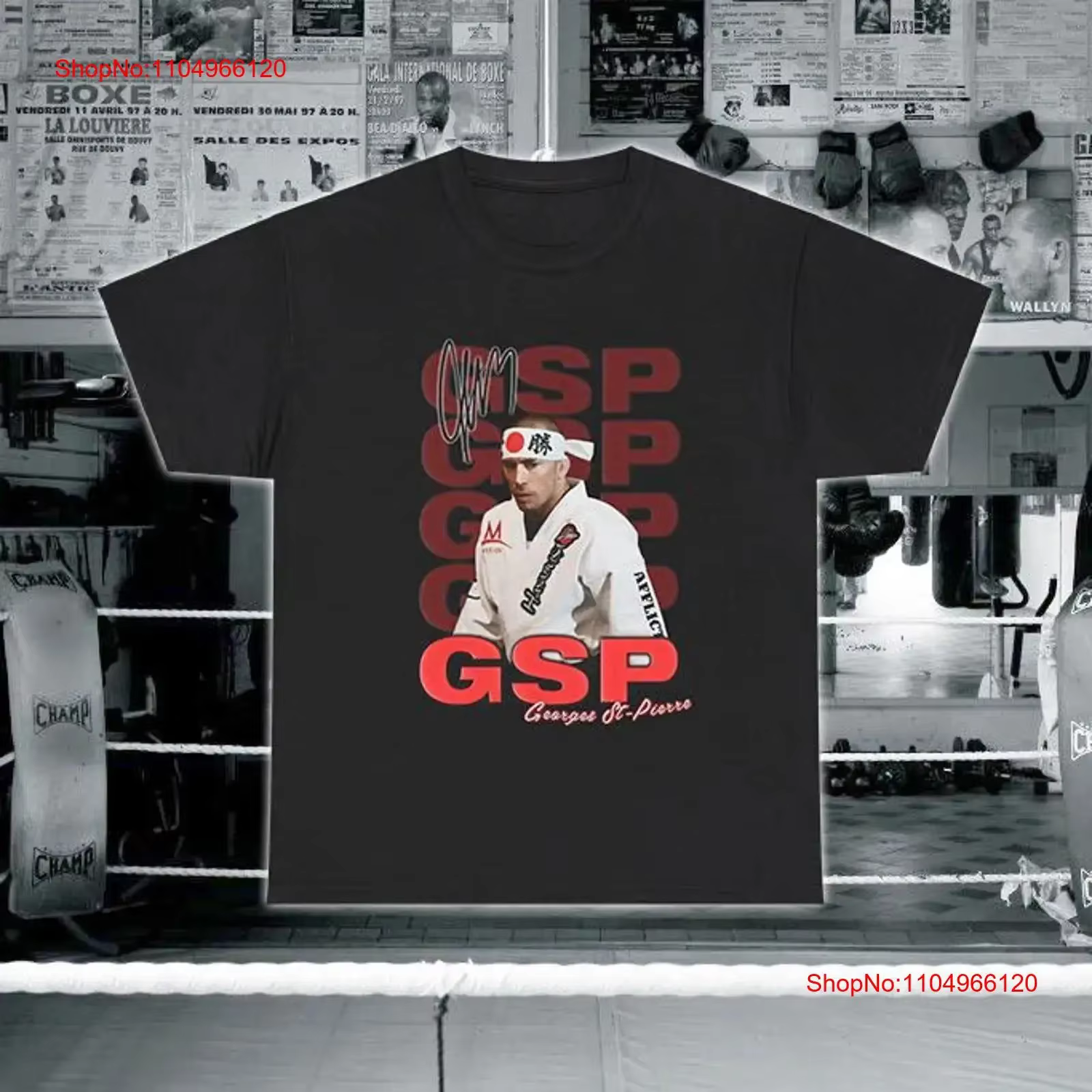 Georges St Pierre autographe t-shirt vintage lavé doux élégant polyvalent étiré homme vêtements de créateur de mode légèrement