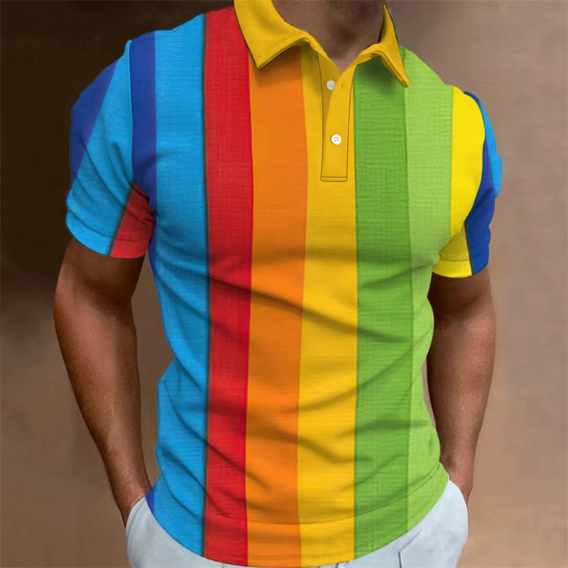 Polo arc-en-ciel à la mode pour hommes