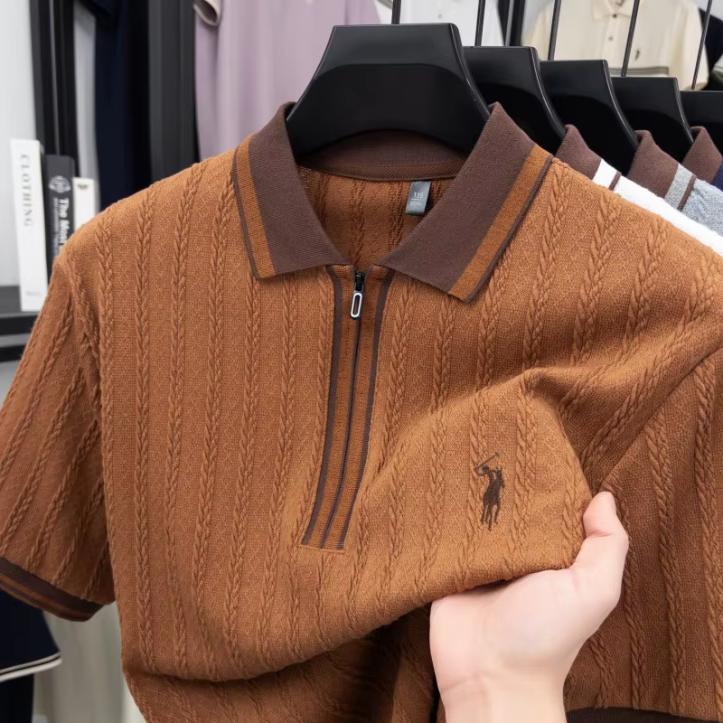 Marque de luxe à manches courtes polo shirt Paul pony broderie Stripe Design hommes tricot t