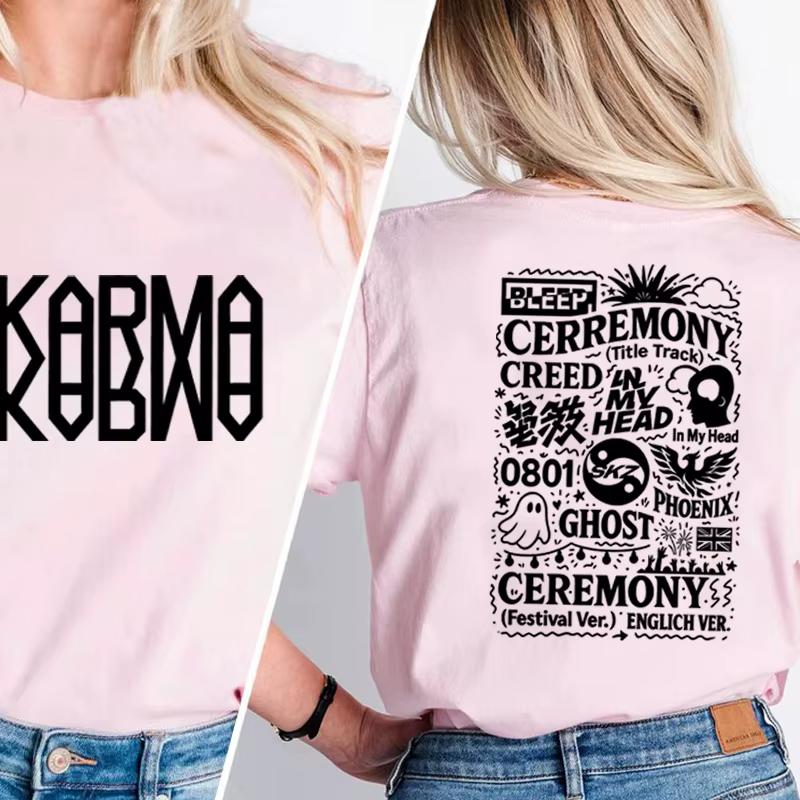 Kpop Karma Track List T-Shirt femmes hommes coton col rond imprimé