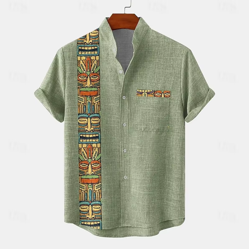 T-shirt hawaïen en lin respirant pour hommes