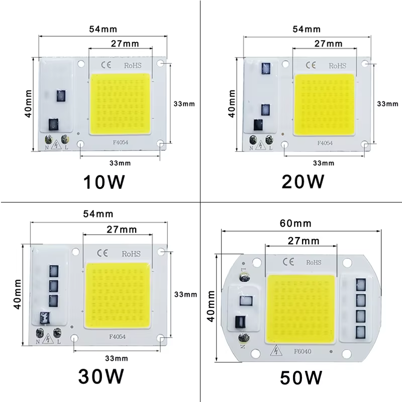 Puce LED COB lampe 10W 20W 30W 50W AC 220V 240V IP65 IC intelligent pas besoin de pilote bricolage projecteur ampoule LED projecteur lampe extérieure perle