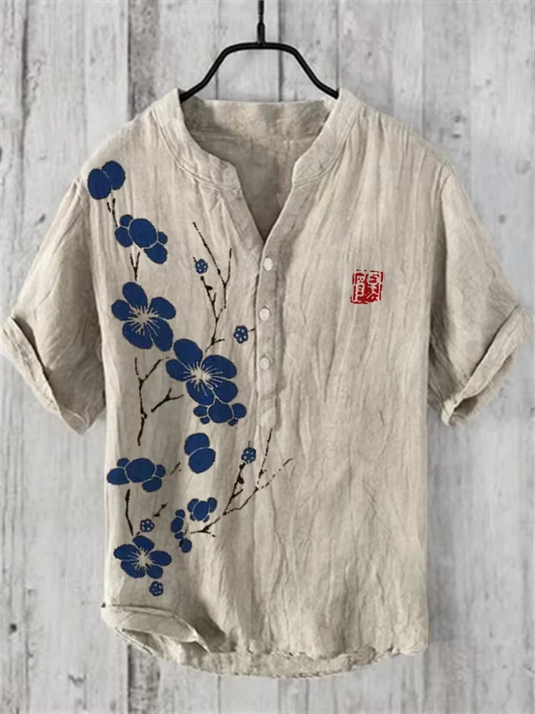 T-shirt à manches courtes imprimé artistique pour hommes