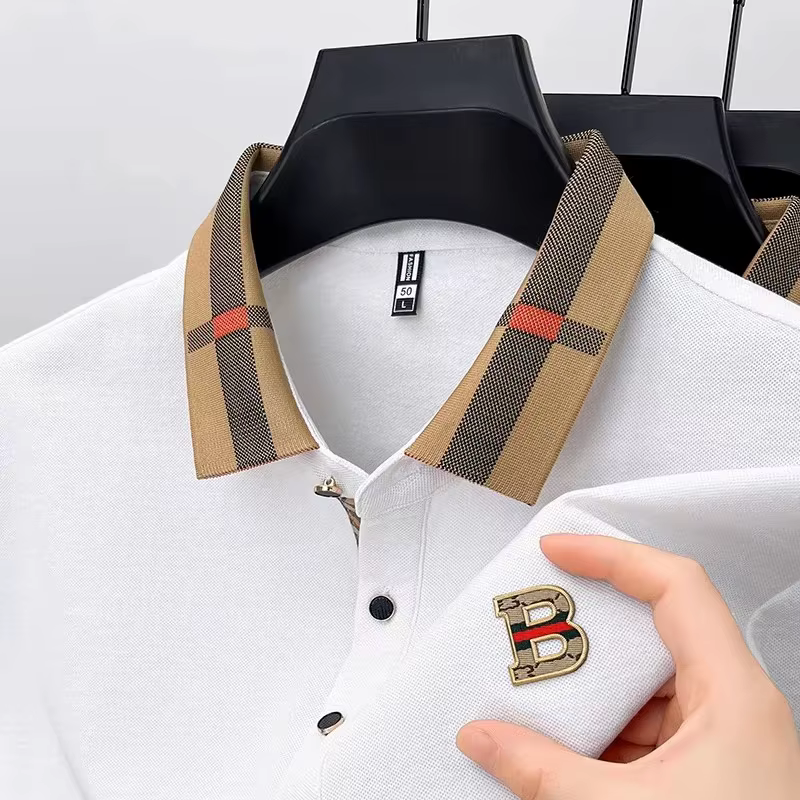 Polo à manches courtes avec logo de marque de luxe pour hommes