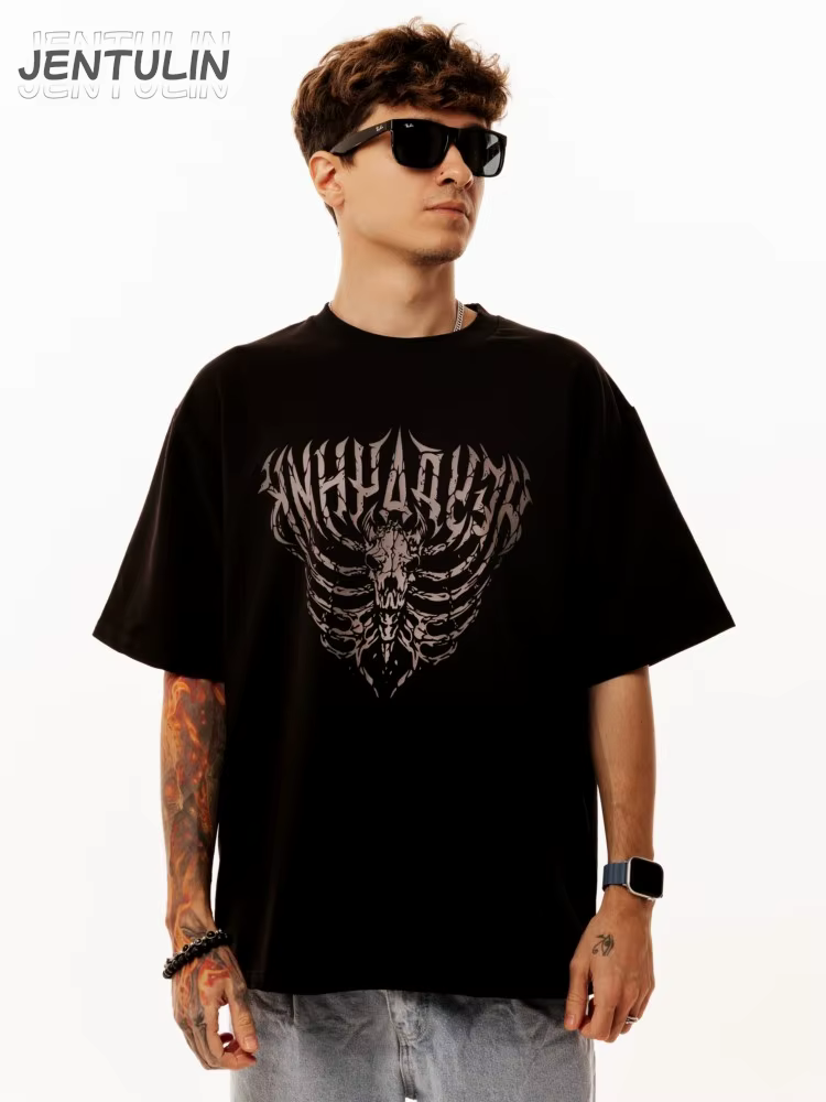 T-shirt Homme Oversize Streetwear Harajuku 5opka « Неудачник » Imprimé Graphique Rétro Hip Hop Esthétique Goth Y2K Manches Courtes