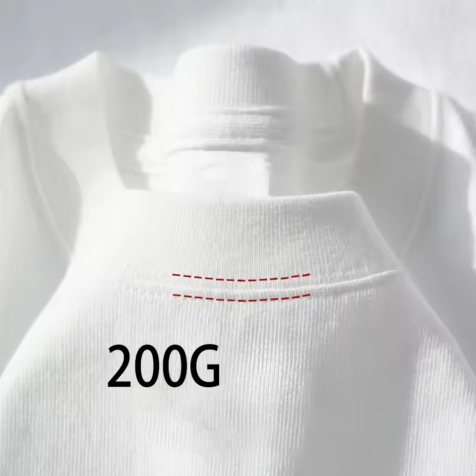 T-shirt à manches courtes en coton épais bleu marine 200g