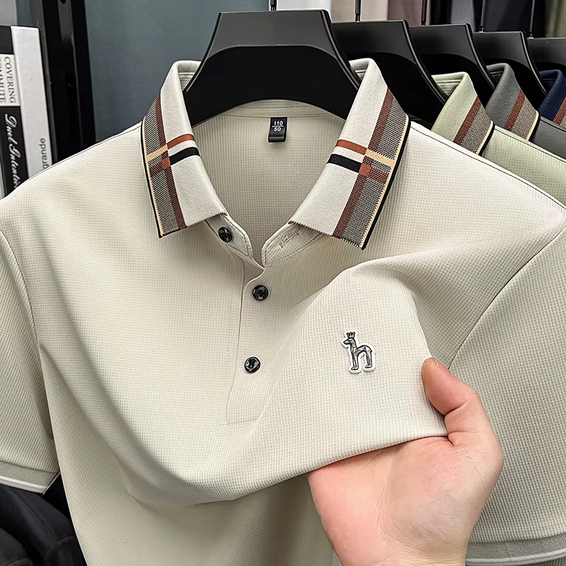 Nouveau Polo 2026 Homme Haut de Gamme Couleur Unie Manches Courtes Col Rabattable