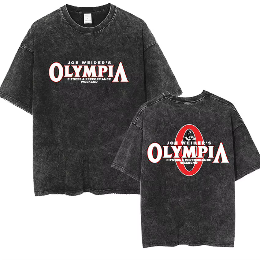 T-shirt graphique vintage délavé pour homme Olympia Gym 2026