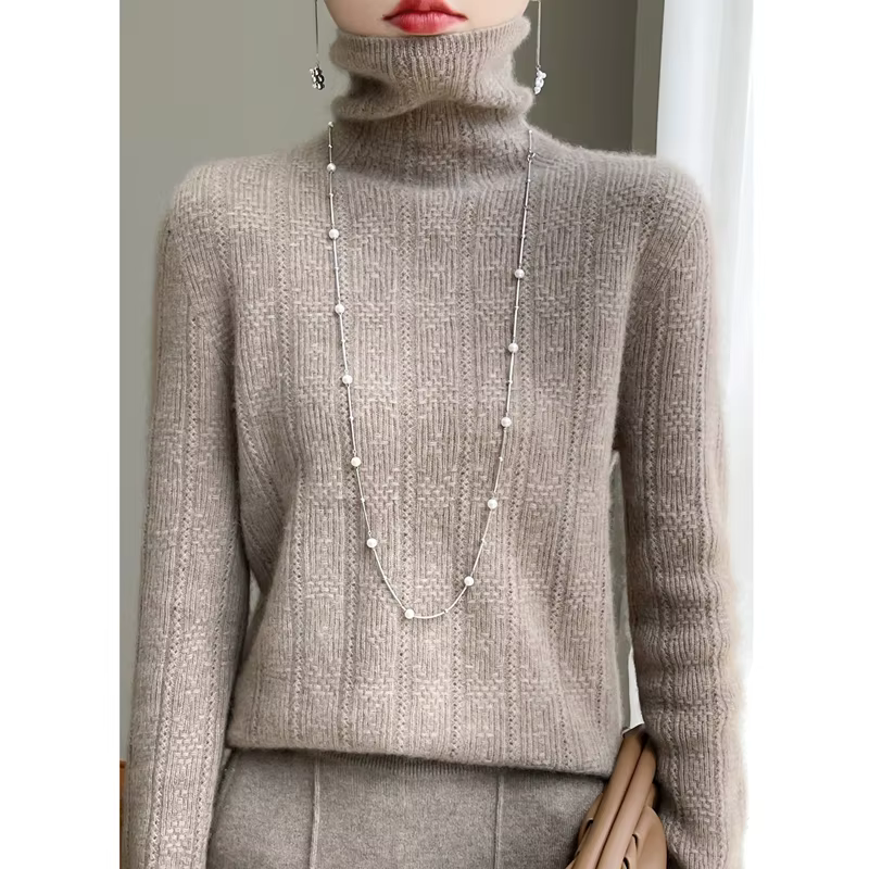 Pull en cachemire à col haut pour femme