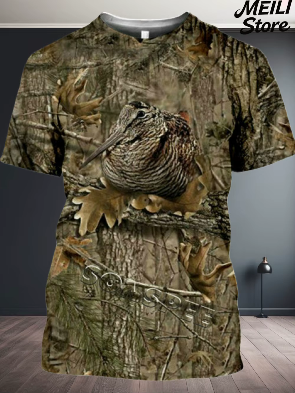 Nouveau T-Shirt homme chasse Animal impression 3D été Camouflage à manches courtes drôle hauts décontracté quotidien en plein air rue vêtements pour hommes