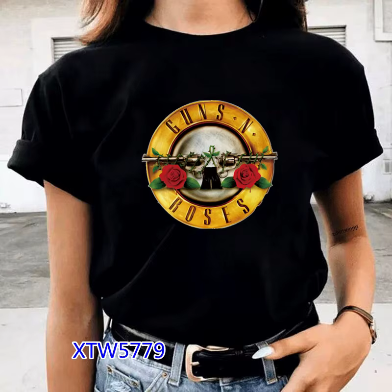 GUNS and Roses groupe de rock t-shirt femmes imprimer surdimensionné streetwear