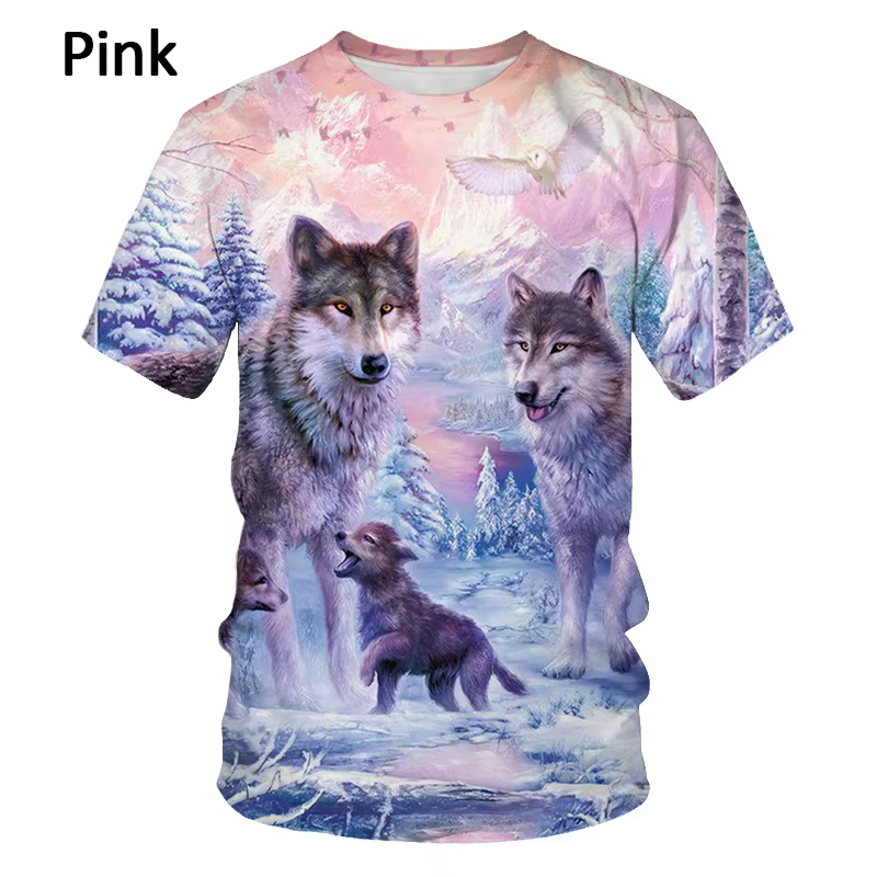 T-shirt imprimé loup 3D pour hommes et femmes