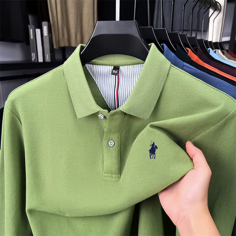 100% coton marque haut de gamme à manches longues polo shirt nouveau Paul Pony brodé luxe confortable hommes d'affaires