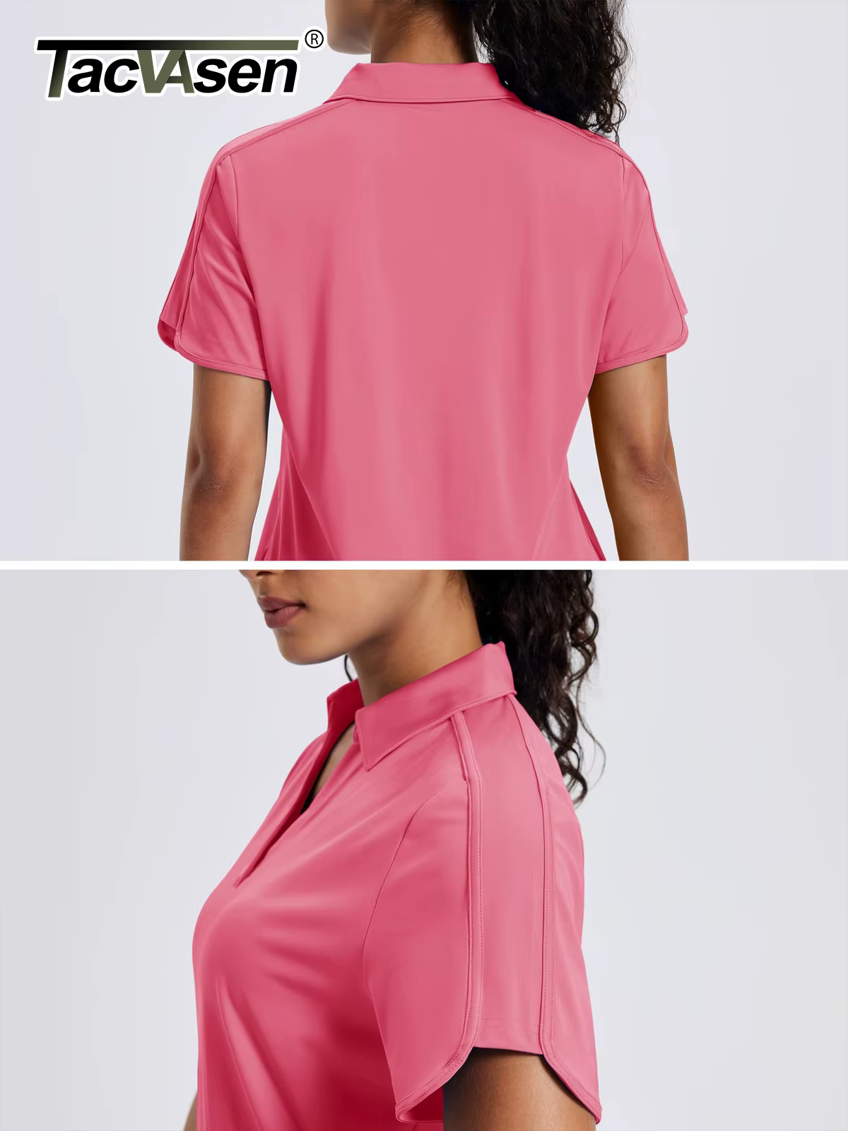 Chemise polo pour femmes TACVASEN à manches courbées