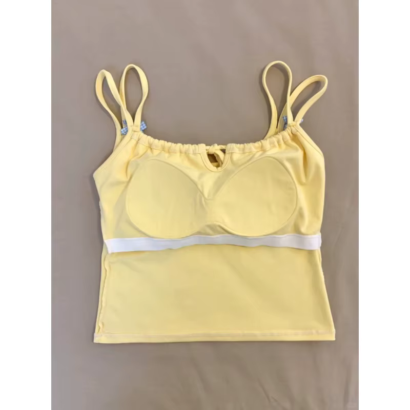 Débardeur jaune pour femme avec coussinets de poitrine