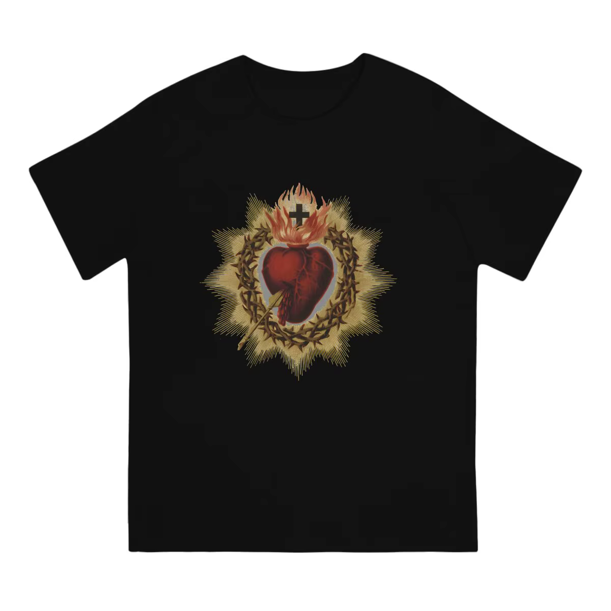 T-Shirt Manches Courtes Col Ras du Cœur Catholique pour Homme