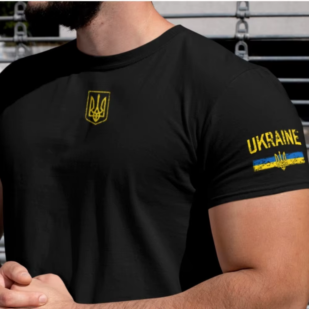 Drapeau de l'ukraine graphique T-Shirt patriotique ukrainien coton