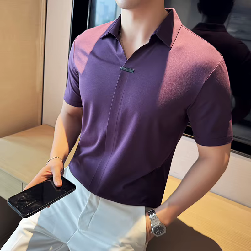 Polos de luxe à manches courtes pour hommes