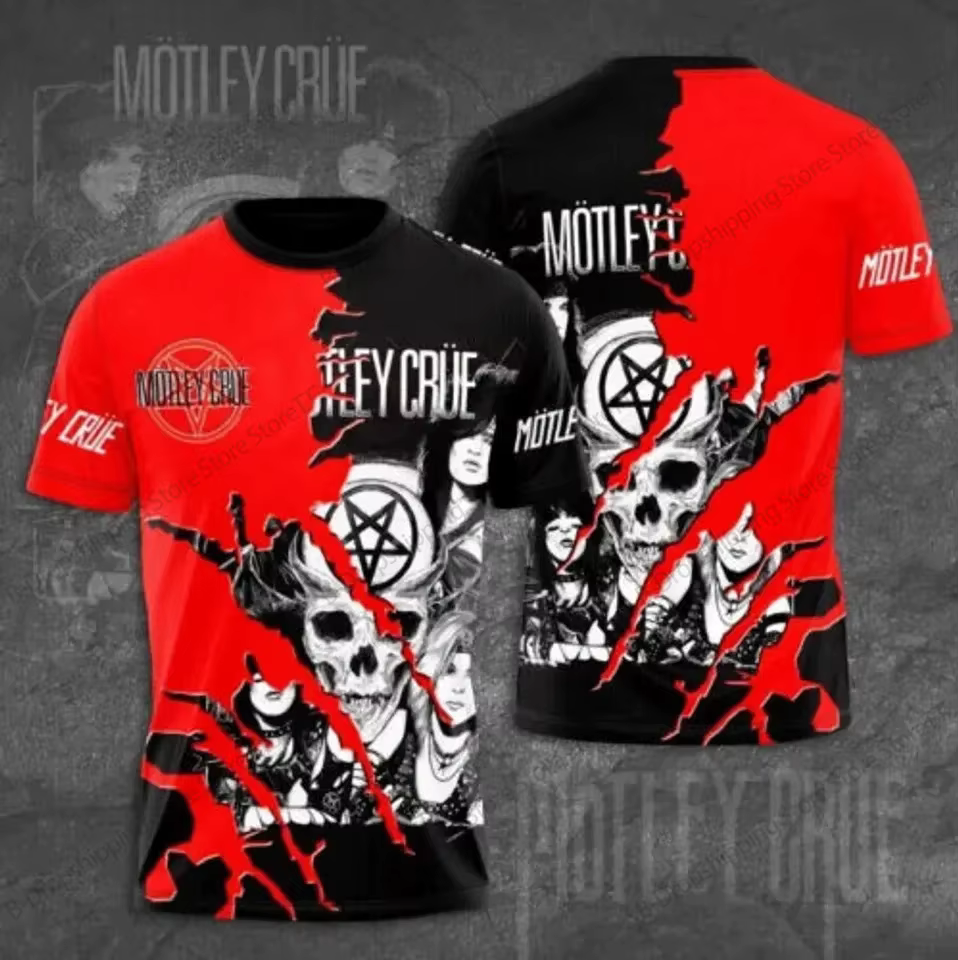 Metal Rock Band Motley Crue Tour impression 3d T-shirt hommes femmes mode Hip Hop décontracté à manches courtes hauts