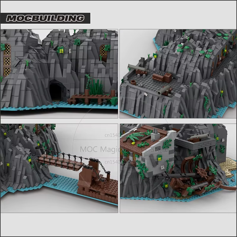 Décennie s de construction MOC Island, extension de l'île, architecture, technologie, briques, assemblage de bricolage, modèle de collection, jouets cadeaux, 7.5 ate Island Bay
