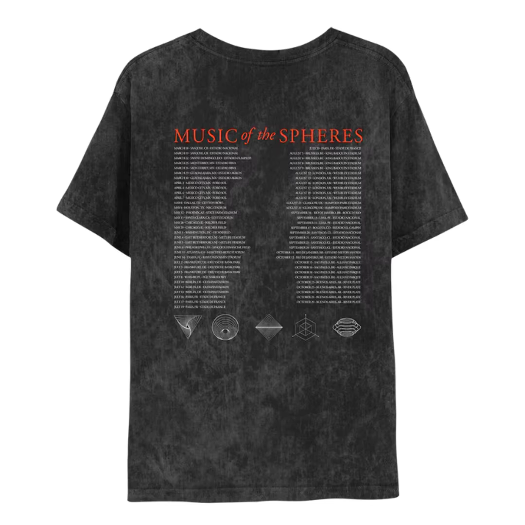 COLDPLAY Alien Radio Music Of TheSpheres World Tour Tee T-shirt en pur coton pour hommes et femmes