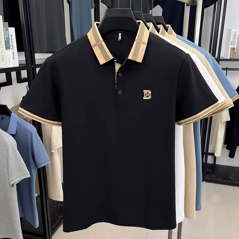 Polo à manches courtes avec logo de marque de luxe pour hommes