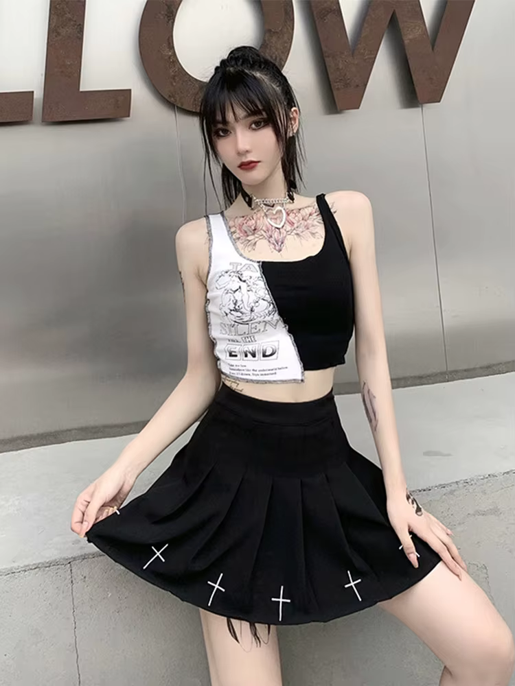 Débardeur en Patchwork Style Punk pour femmes