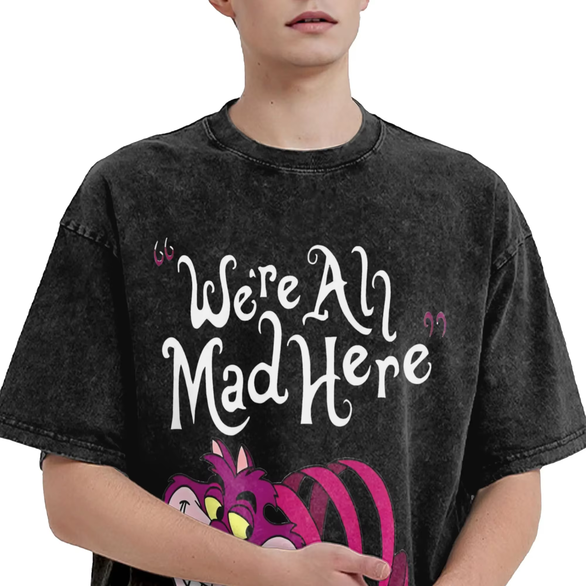 Humor Virtuoso Delicate Eye Magic Nice Cheshire Cat We are All Mad Here T-shirt à manches courtes pour chat