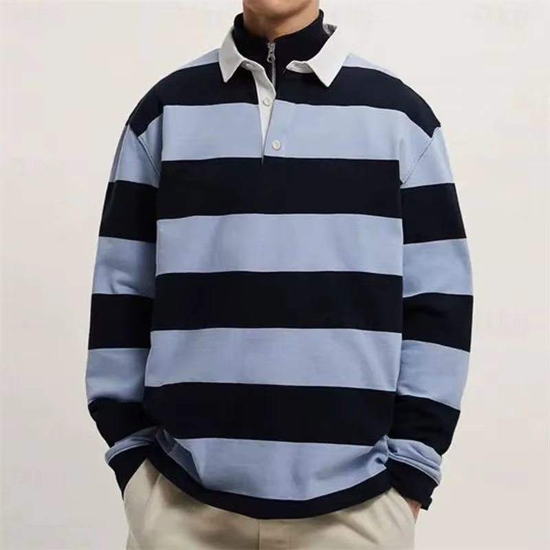 Polo rayé à manches longues pour hommes