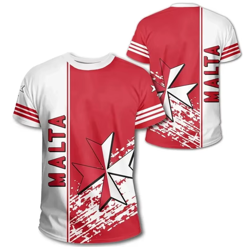 Drapeau de Malte impression 3D T-shirts pour hommes vêtements de créateurs hommes été unisexe à manches courtes hauts mode T-shirts Streetwear Harajuku t-shirt