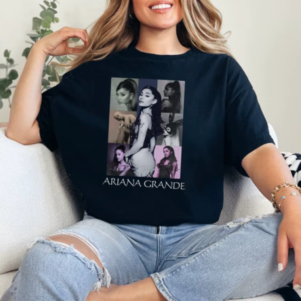 T-shirt rétro Ariana Grande commémorant son tour de musique. Haut y2k en pur coton unisexe
