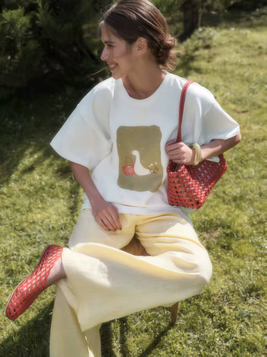 T-shirt blanc en coton pour femme