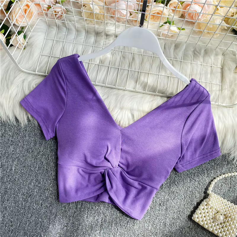 T-shirt gothique court à manches longues pour femmes