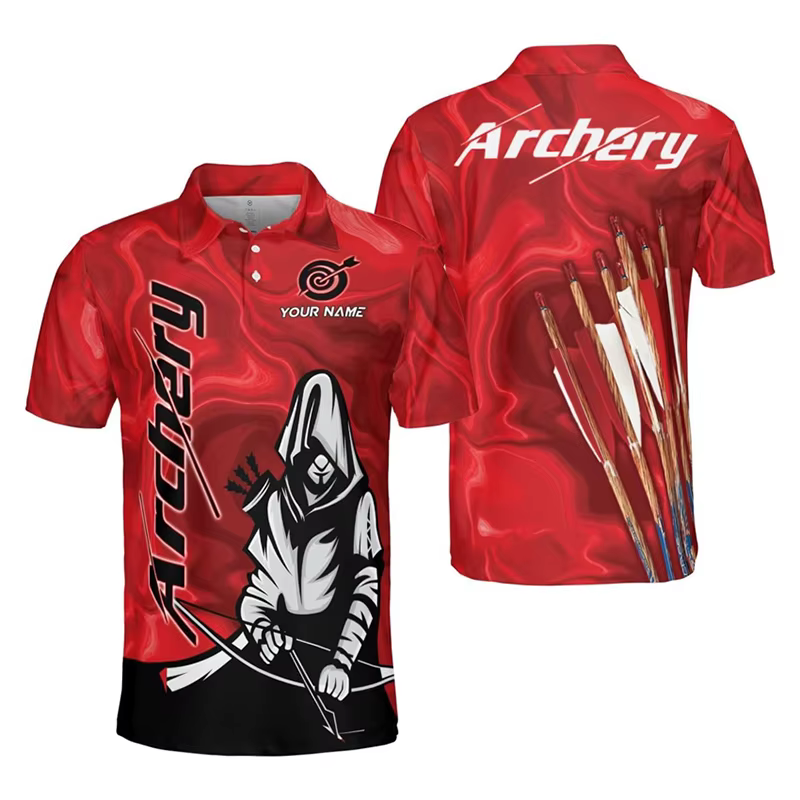 Mode tir à l'arc personnalisé Polo pour hommes personnalité impression 3D rue drôle t-shirt haut été tendance Sport