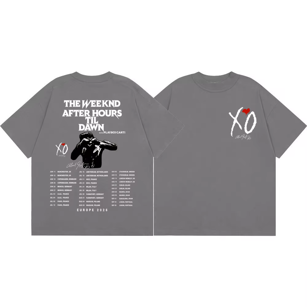 T-shirt graphique The Weeknd After Hours Til Dawn Tour 2026, T-shirts vintage hip-hop à manches courtes pour hommes et femmes, T-shirt décontracté tendance