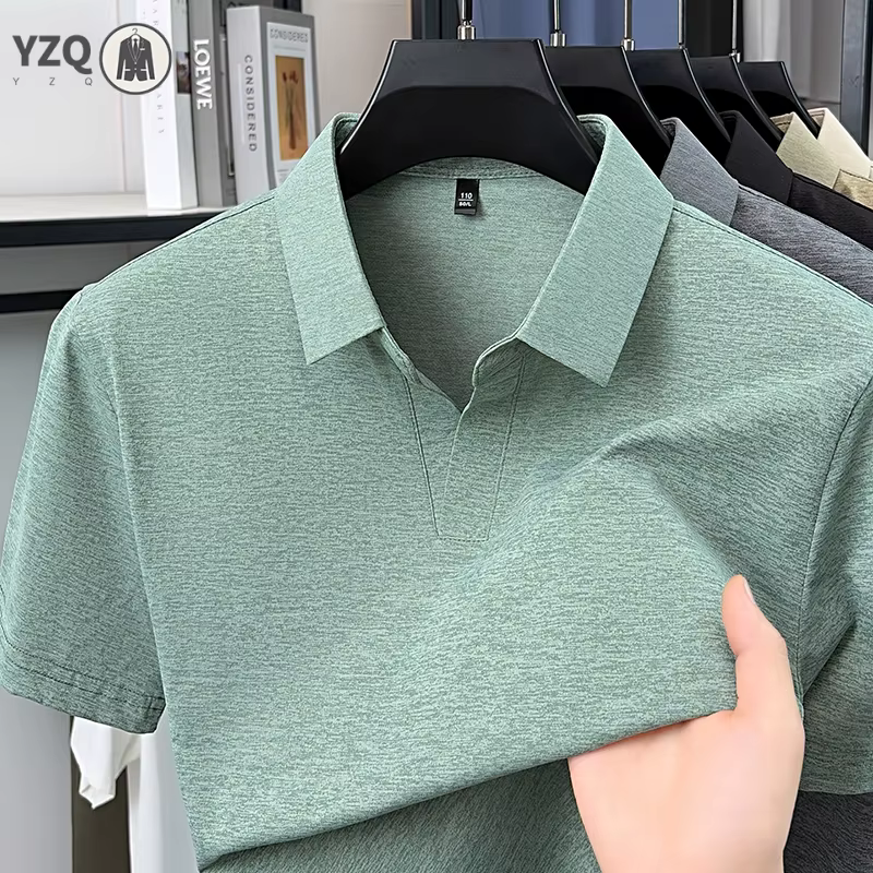 Polo uni mélangé pour homme