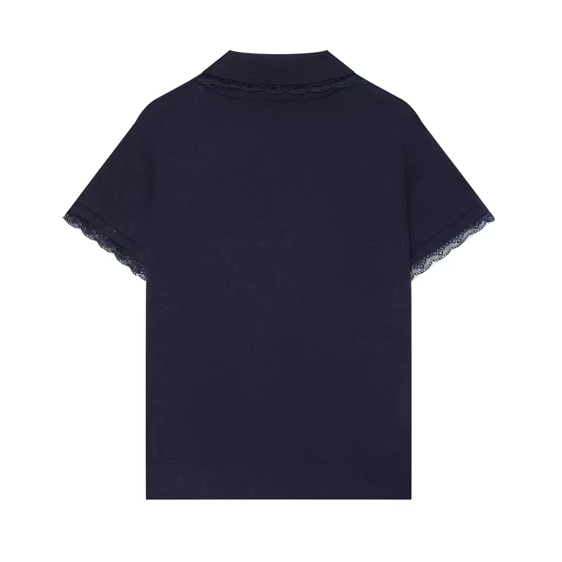T-shirt pour femmes, nouveau haut cardigan à manches courtes avec bordure en dentelle contrastante
