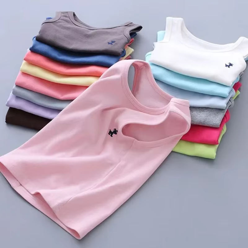 Mode enfants T-shirts pour filles couleur bonbon bébé garçons graphique T-shirt coton gilet hauts