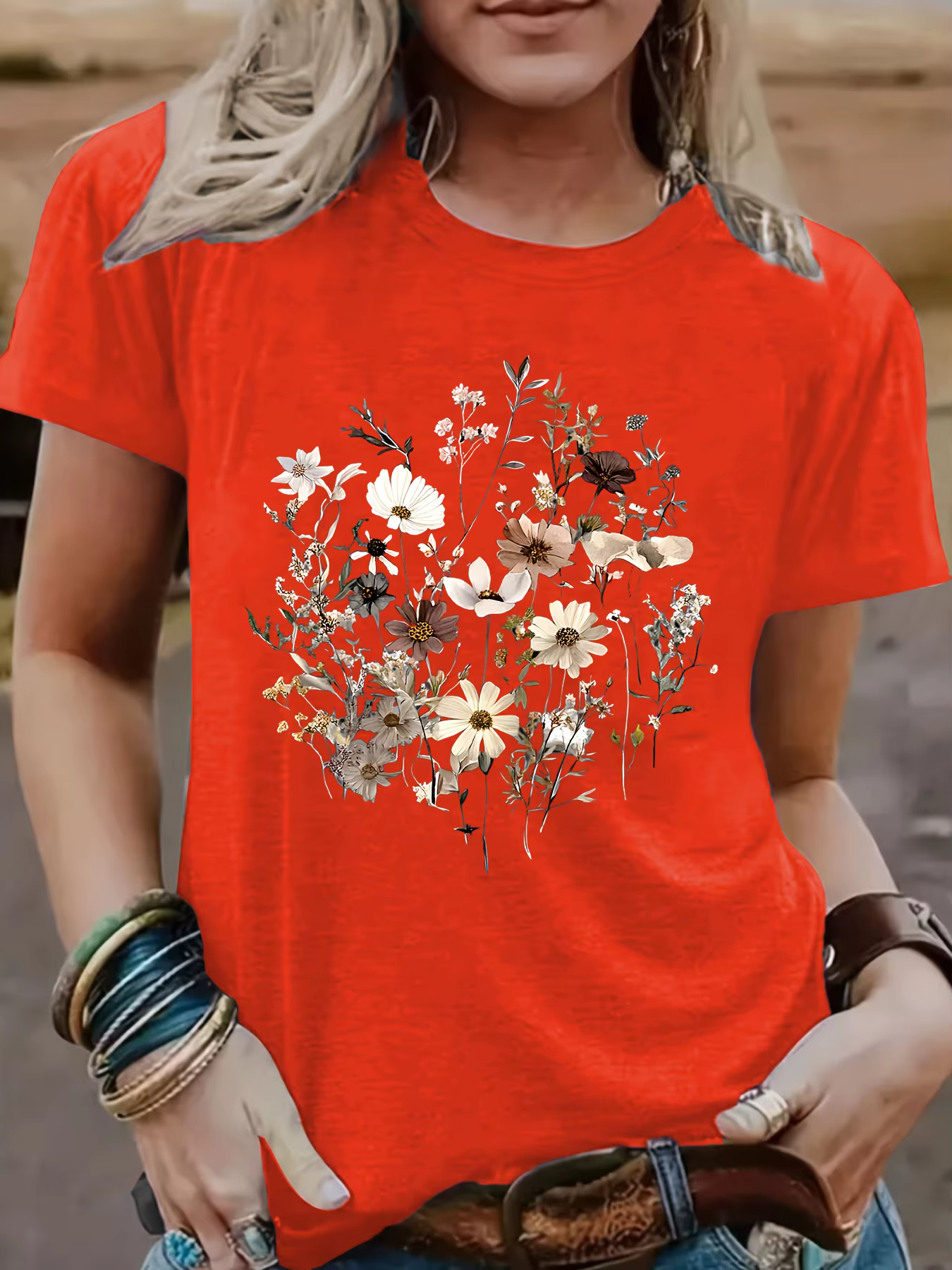 T-shirt à col rond pour femme