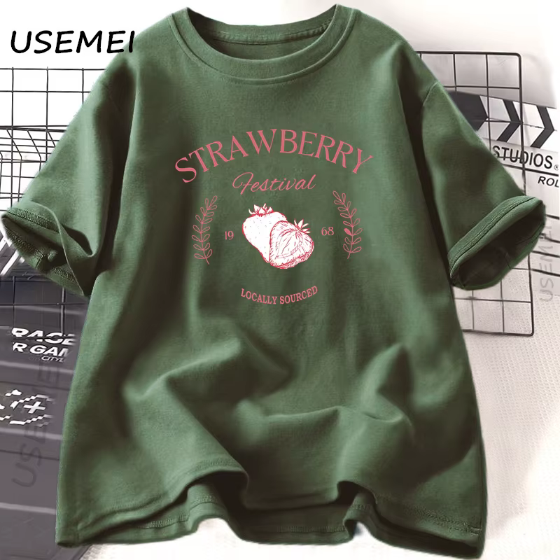Fraise Vintage T-Shirt femme coton