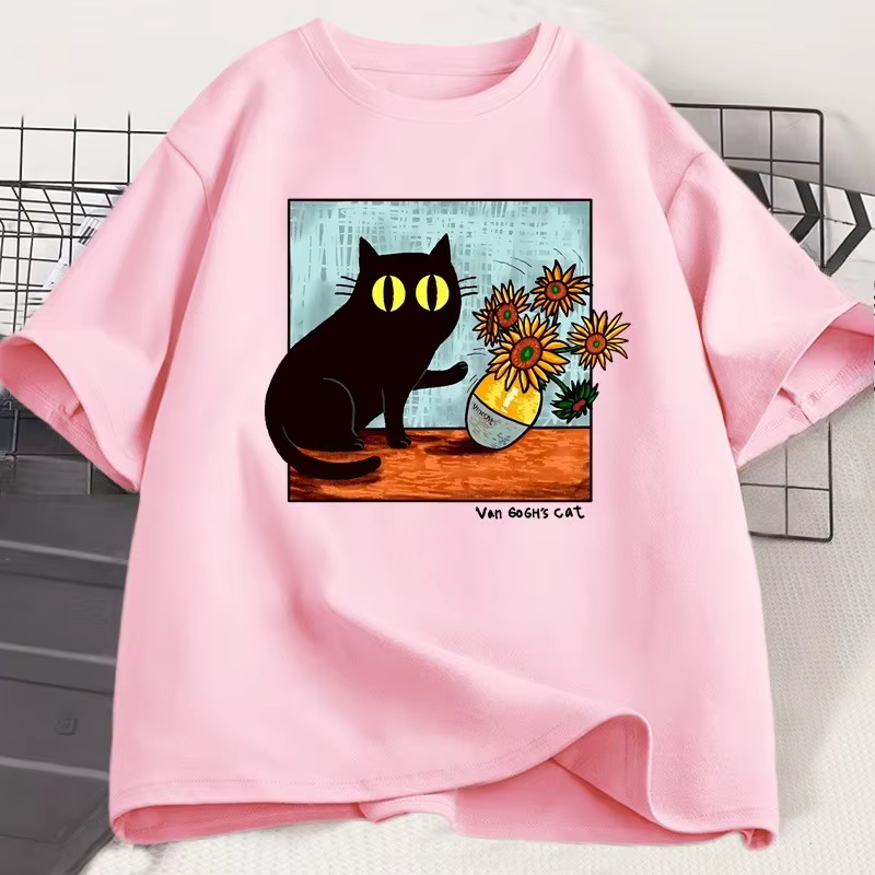 T-shirts graphiques Van Gogh Chat pour Hommes et Femmes